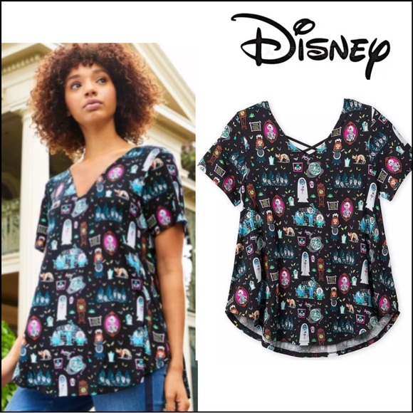 Disney Tops - DISNEY HAUNTED MANSION CRISS-CROSS DETAILED BACK T-SHIRT XS